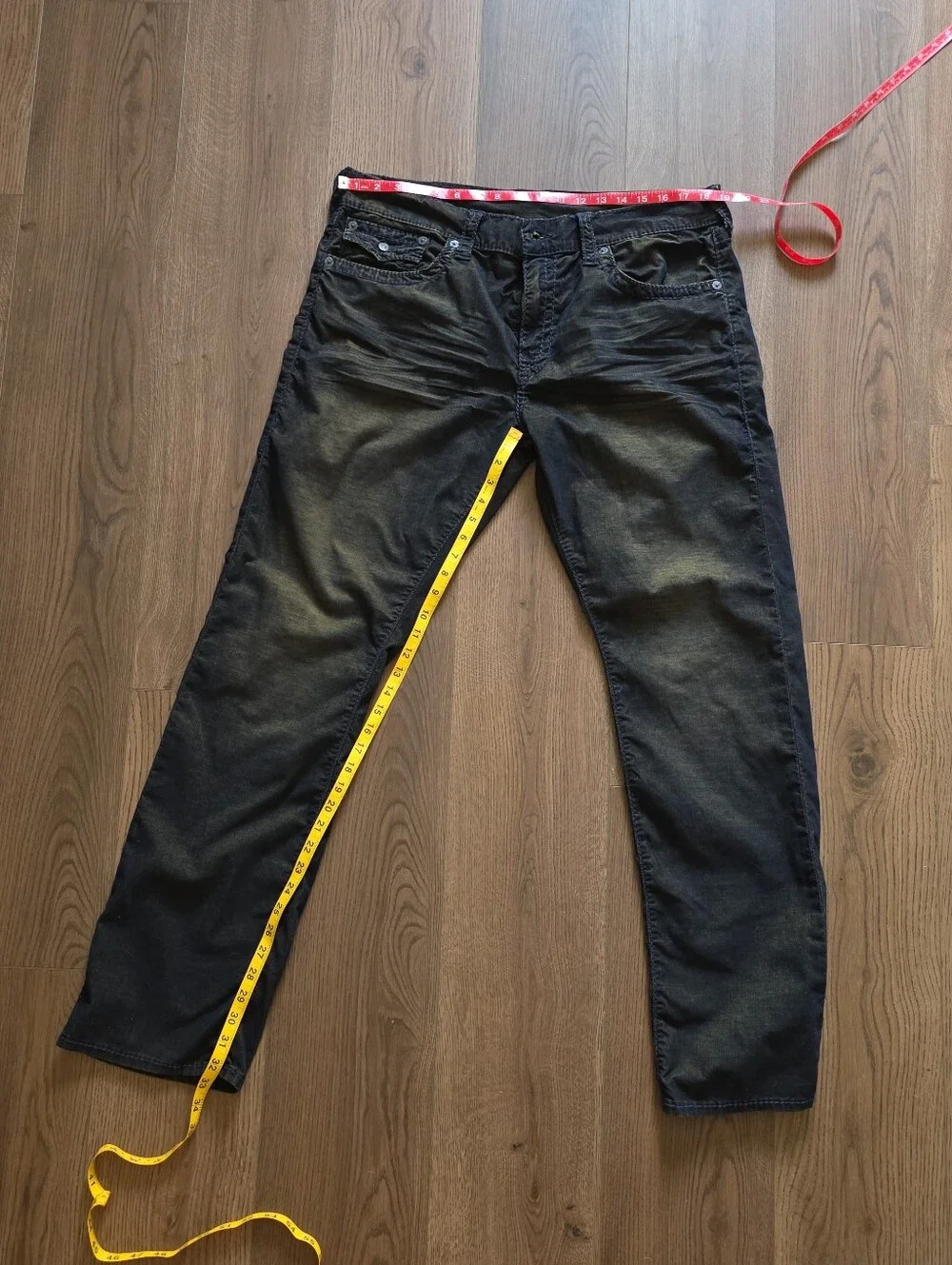 True Religion - Ricky Super T Corduroy Pants - Size 38 - Gold & Black Over-Dye